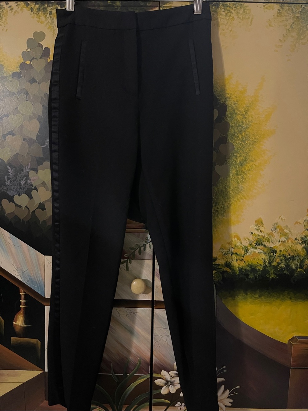 Zara Black Men's Dress Pants with Satin Side Stripe